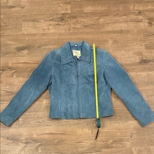 Cripple Creek Turquoise Blue Suede Leather Jacket Size Large